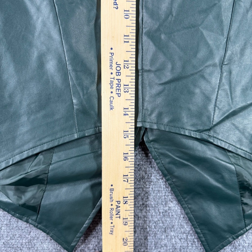 G by Giuliana Womens Faux Leather Jacket Dark Green Asymmetrical Cropped XS NWOT - Picture 8 of 10